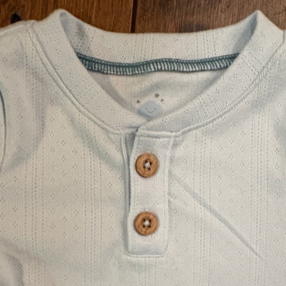 cloud island Pale Blue Ribbed Baby Bodysuit & Pants Set - Picture 2 of 6